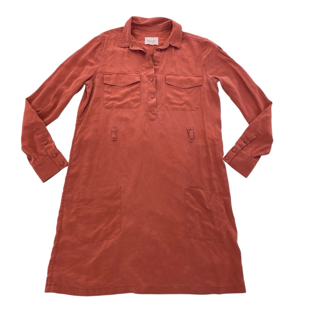 Sézane Silk Shirt Dress 34 Rust/Orange - Picture 15 of 15